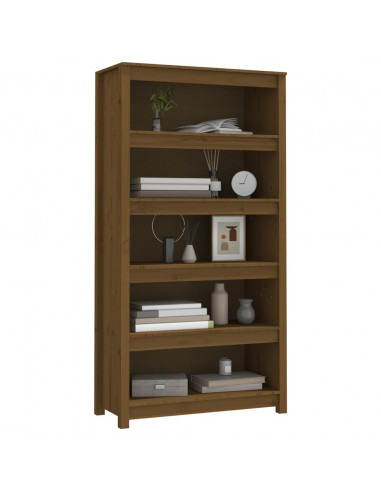 Libreria Marrone Miele 80x35x154 cm in Legno Massello di Pino