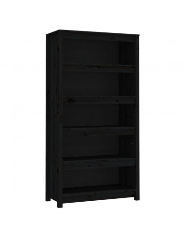 Libreria Nera 80x35x154 cm in Legno Massello di Pino