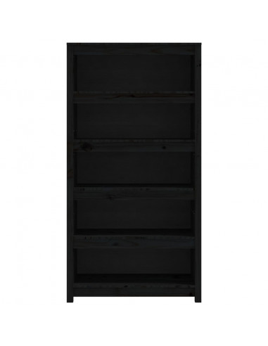 Libreria Nera 80x35x154 cm in Legno Massello di Pino