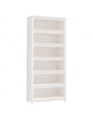 Libreria Bianca 80x35x183 cm in Legno Massello di Pino