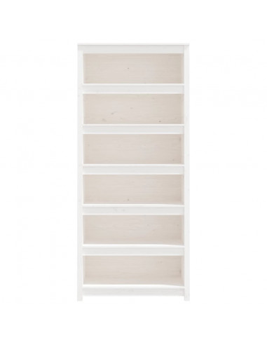 Libreria Bianca 80x35x183 cm in Legno Massello di Pino