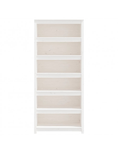 Libreria Bianca 80x35x183 cm in Legno Massello di Pino