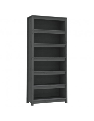 Libreria Grigia 80x35x183 cm in Legno Massello di Pino