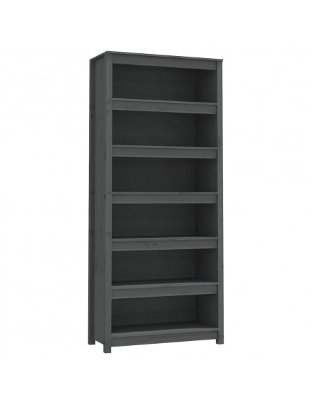 Libreria Grigia 80x35x183 cm in Legno Massello di Pino