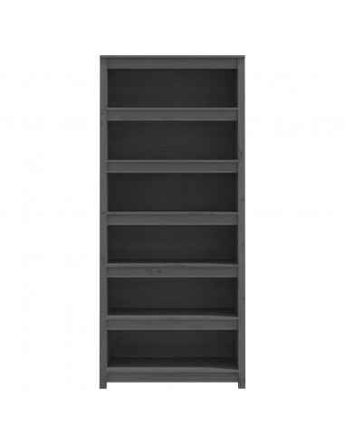 Libreria Grigia 80x35x183 cm in Legno Massello di Pino