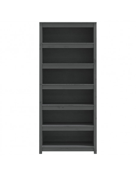 Libreria Grigia 80x35x183 cm in Legno Massello di Pino