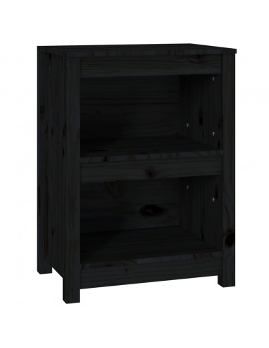 Libreria Nera 50x35x68 cm in Legno Massello di Pino