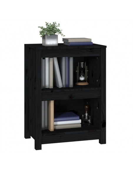 Libreria Nera 50x35x68 cm in Legno Massello di Pino