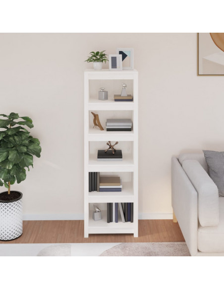 Libreria Bianca 50x35x154 cm in Legno Massello di Pino