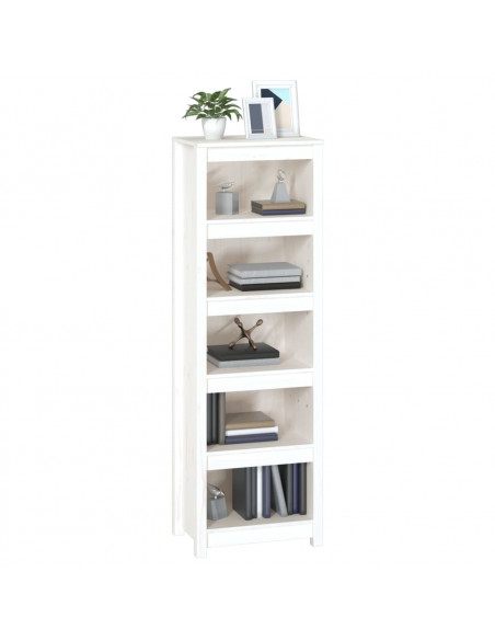 Libreria Bianca 50x35x154 cm in Legno Massello di Pino