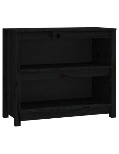 Libreria Nera 80x35x68 cm in Legno Massello di Pino