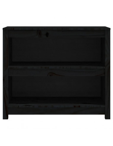 Libreria Nera 80x35x68 cm in Legno Massello di Pino