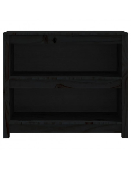 Libreria Nera 80x35x68 cm in Legno Massello di Pino