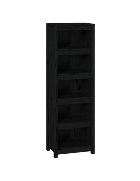 Libreria Nera 50x35x154 cm in Legno Massello di Pino