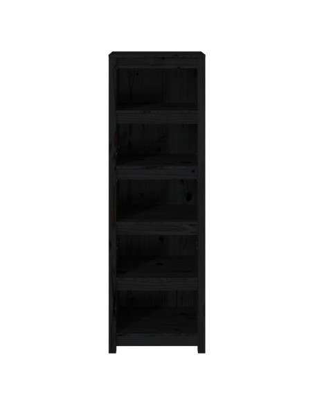 Libreria Nera 50x35x154 cm in Legno Massello di Pino