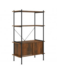 Scaffalatura 4 Livelli con Mobile 80x40x130 cm Acciaio e Legno 2