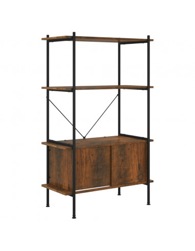 Scaffalatura 4 Livelli con Mobile 80x40x130 cm Acciaio e Legno
