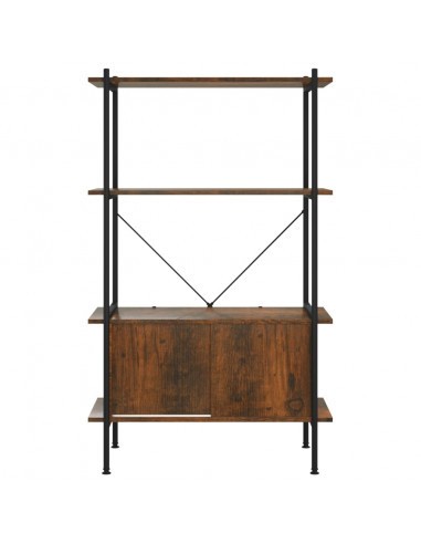 Scaffalatura 4 Livelli con Mobile 80x40x130 cm Acciaio e Legno