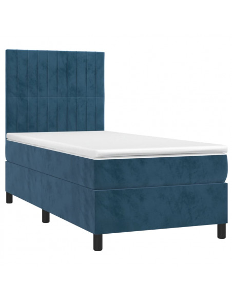 Giroletto a Molle con Materasso Blu Scuro 90x190 cm in Velluto