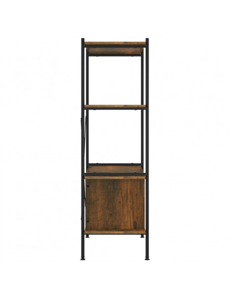 Scaffalatura 4 Livelli con Mobile 80x40x130 cm Acciaio e Legno