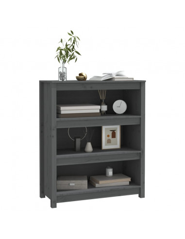 Libreria Grigia 80x35x97 cm in Legno Massello di Pino