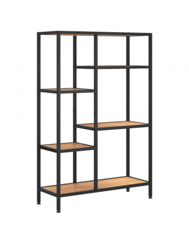 Scaffale per Libri 80x30x120 cm Acciaio e Legno Multistrato