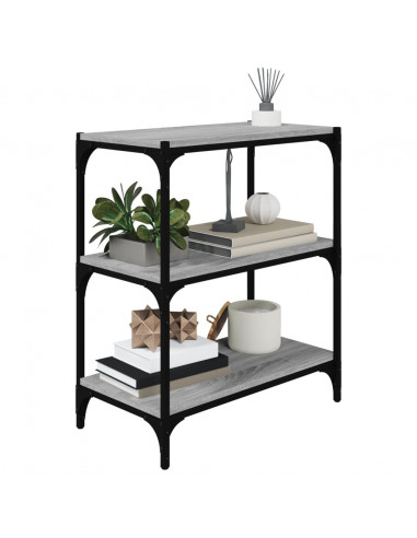 Libreria grigio sonoma 60x33x70,5cm Legno Multistrato e Acciaio