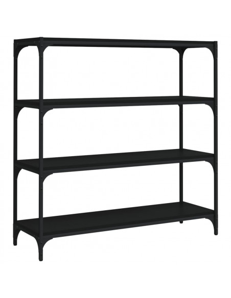 Libreria Nera 100x33x100 cm in Legno Multistrato e Acciaio