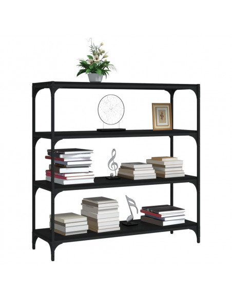 Libreria Nera 100x33x100 cm in Legno Multistrato e Acciaio