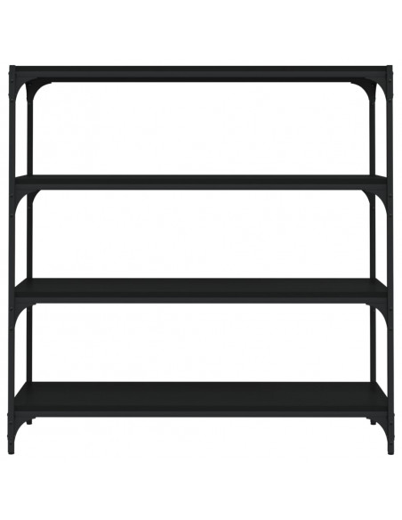 Libreria Nera 100x33x100 cm in Legno Multistrato e Acciaio