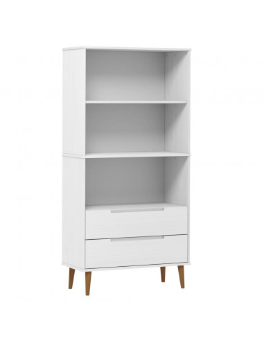 Libreria MOLDE Bianca 85x35x170,5 cm in Legno Massello di Pino