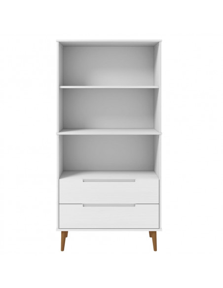 Libreria MOLDE Bianca 85x35x170,5 cm in Legno Massello di Pino