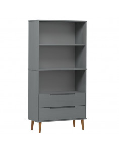 Libreria MOLDE Grigia 85x35x170,5 cm in Legno Massello di Pino 2