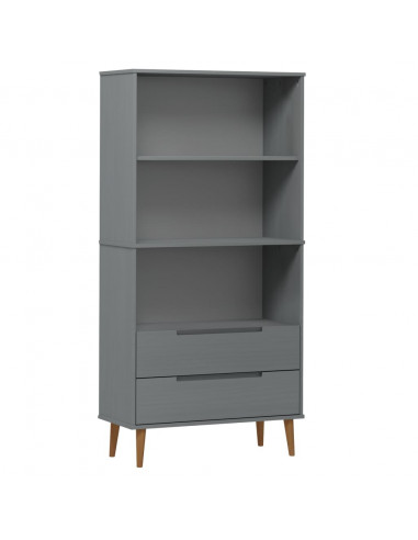 Libreria MOLDE Grigia 85x35x170,5 cm in Legno Massello di Pino