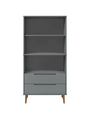 Libreria MOLDE Grigia 85x35x170,5 cm in Legno Massello di Pino