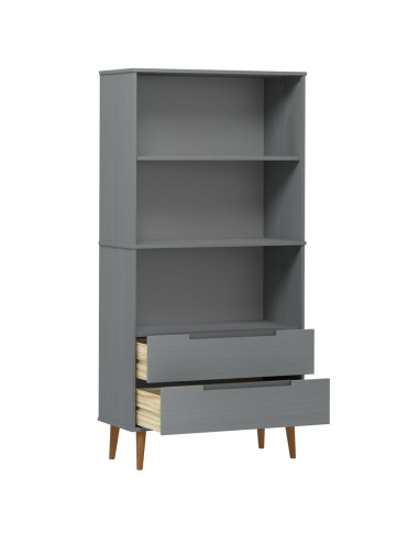 Libreria MOLDE Grigia 85x35x170,5 cm in Legno Massello di Pino
