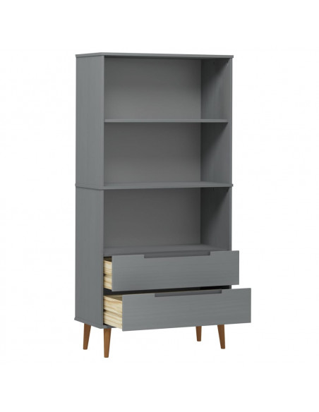 Libreria MOLDE Grigia 85x35x170,5 cm in Legno Massello di Pino