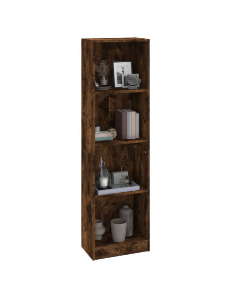 Libreria a 4 Ripiani Rovere Fumo 40x24x143 cm Legno Multistrato