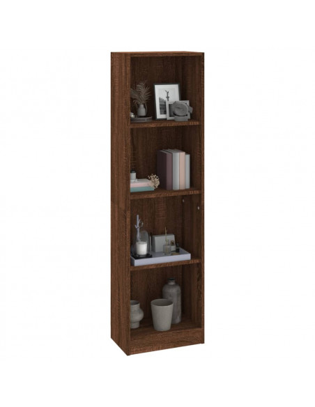 Libreria 4 Ripiani Rovere Marrone 40x24x143cm Legno Multistrato