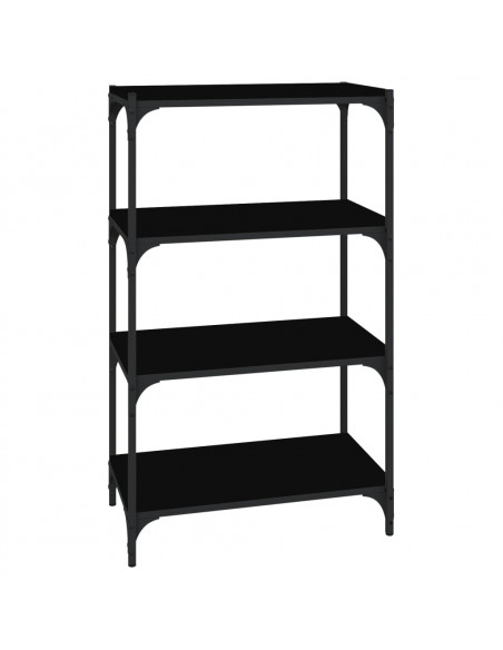 Mobile Porta Libri Nero 60x33x100cm Legno Multistrato e Acciaio