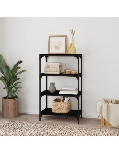 Mobile Porta Libri Nero 60x33x100cm Legno Multistrato e Acciaio