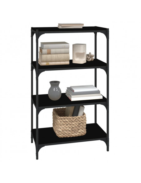 Mobile Porta Libri Nero 60x33x100cm Legno Multistrato e Acciaio
