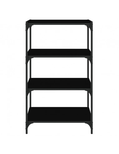 Mobile Porta Libri Nero 60x33x100cm Legno Multistrato e Acciaio