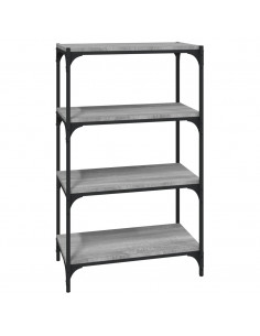 Libreria Grigio Sonoma 60x33x100 cm Legno Multistrato e Acciaio 2