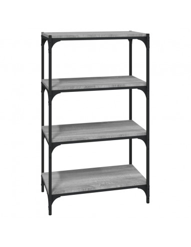 Libreria Grigio Sonoma 60x33x100 cm Legno Multistrato e Acciaio