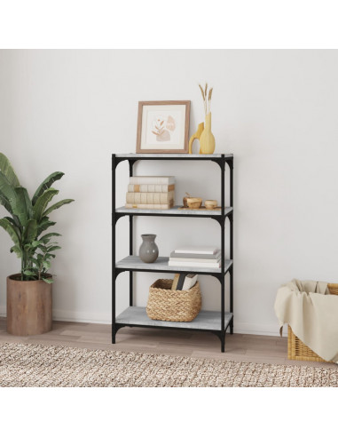 Libreria Grigio Sonoma 60x33x100 cm Legno Multistrato e Acciaio