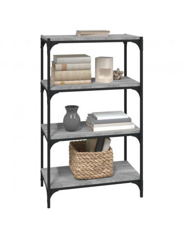 Libreria Grigio Sonoma 60x33x100 cm Legno Multistrato e Acciaio