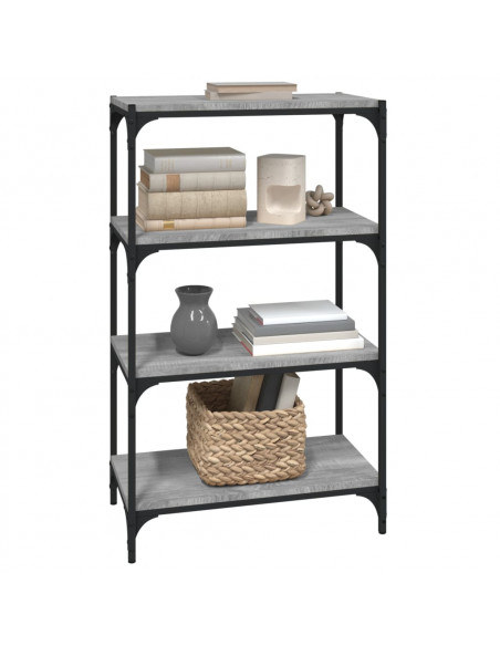 Libreria Grigio Sonoma 60x33x100 cm Legno Multistrato e Acciaio