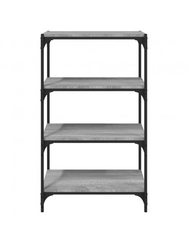Libreria Grigio Sonoma 60x33x100 cm Legno Multistrato e Acciaio
