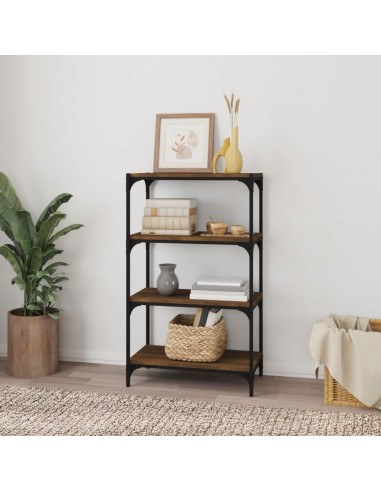 Libreria rovere marrone 60x33x100cm Legno Multistrato e Acciaio